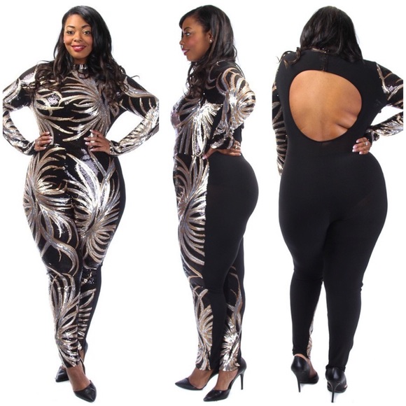plus sequin jumpsuit